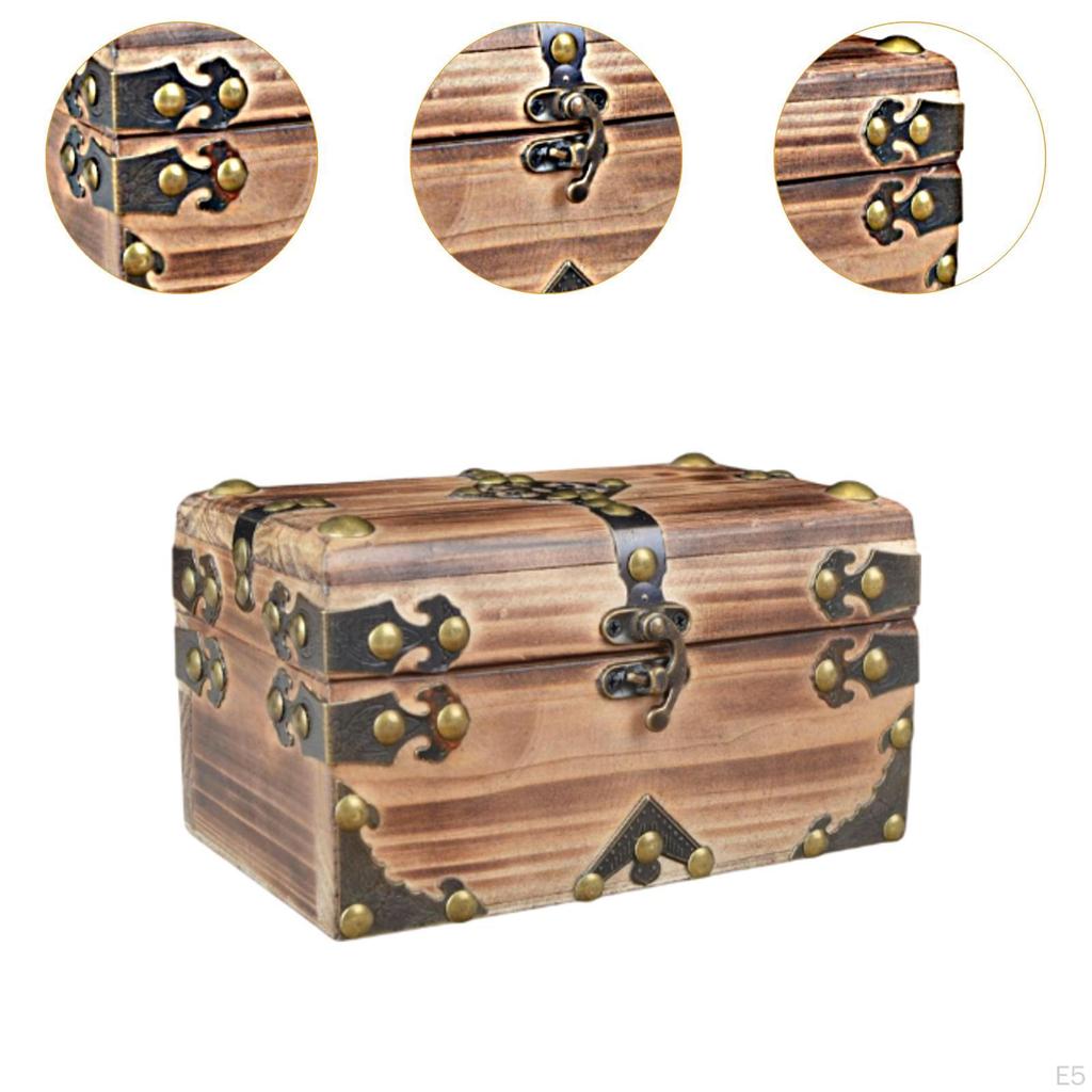 Schatzkiste im Retro-Stil Dekorativer Aufbewahrungsbehälter Multifunktion Leicht zu tragen und zu verstauen Holz