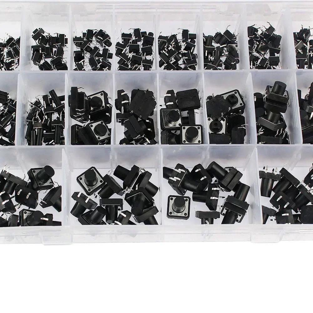25/200/250PCS Switch Kit Micro Switch Push Button Switches DIY Assortment Kit 6x6mm 12x12mm 12x12x7.3mm
