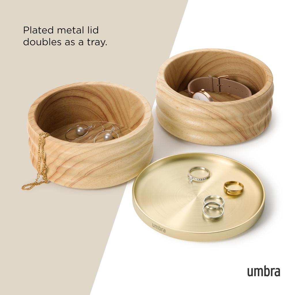 Official Umbra Tesora Wood Natural Accessory Storage Box,