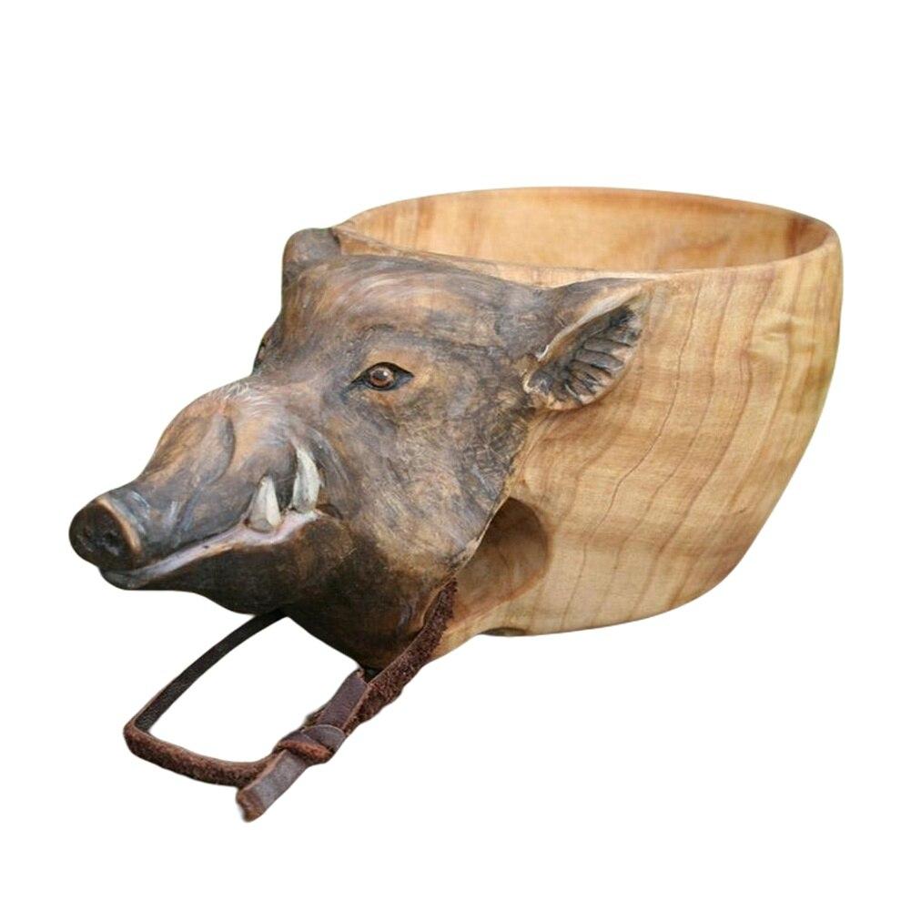 

Чашка для воды с резьбой по дереву в виде животных, кофейные чашки ручной работы для кемпинга