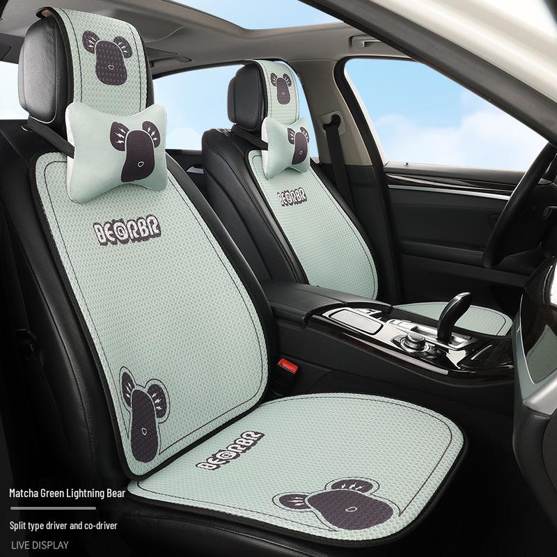 Universal Cartoon Linen Car Seat Cushion - Warm, Stylish, Four Seasons Comfort