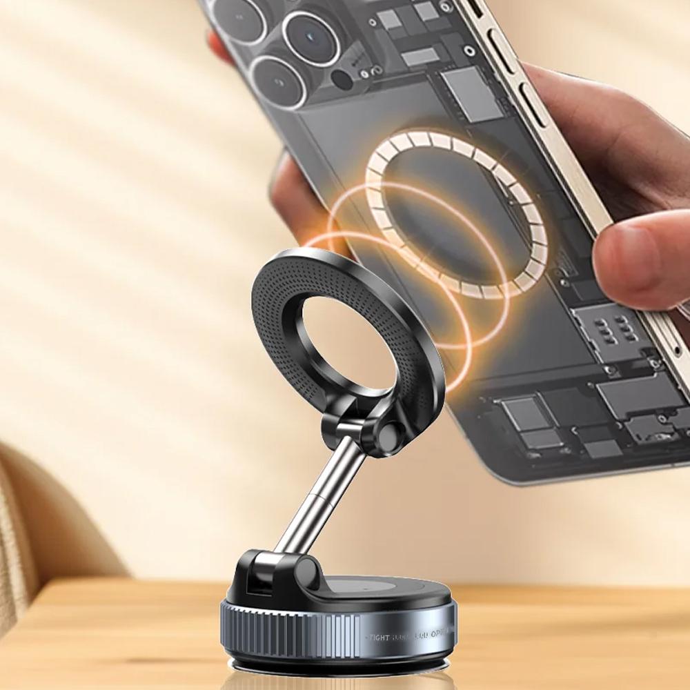 Vacuum Suction Cup Magnetic Car Phone Holder Double-Sided Foldable Magnetic Auto Phone Bracket For Car Accessories