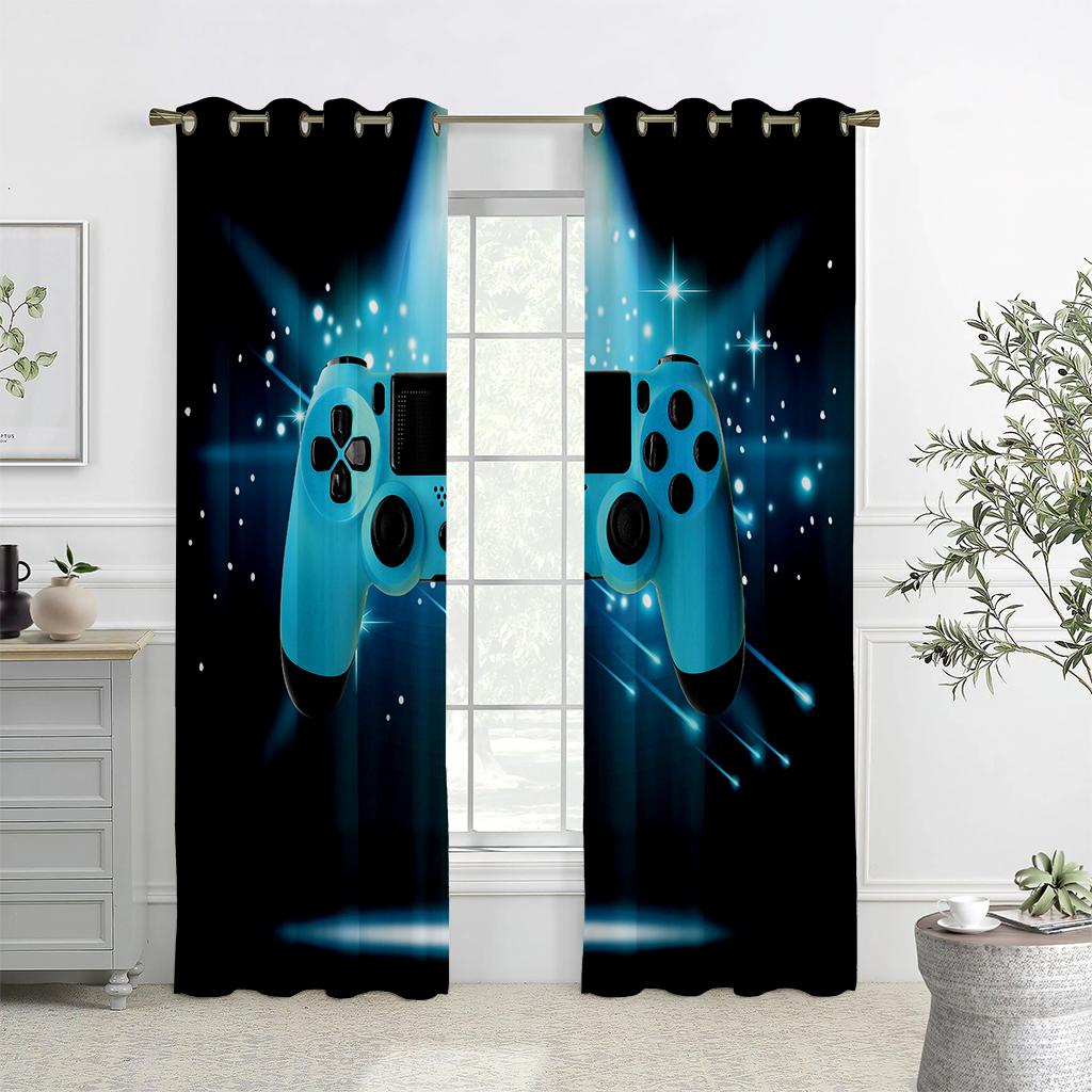 Kids' Cartoon Games Curtains, Electronic Controller Curtains, 2 Panel, Boys, Girls Room, Bedroom, Study, Window Decoration