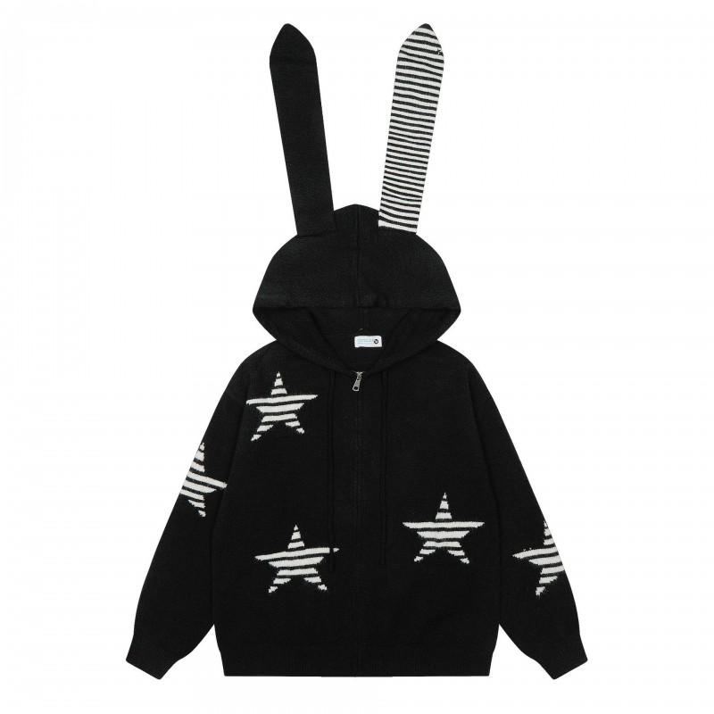 Y2K Streetwear Oversized Knit Hoodie With