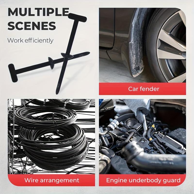 Universelle Kabelbinder für Autos mit Befestigungselementen - zur Kotflügelbefestigung, Kabelführung, täglichen Autoreparatur, Mehrzweck-Nylon-Clips