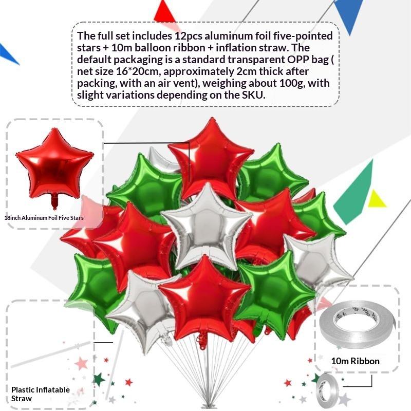 12Pcs 18Inch Multicolor Star Balloon Foil Balloon Pentagram Helium Balloon Christams Birthday Party Wedding Decoration