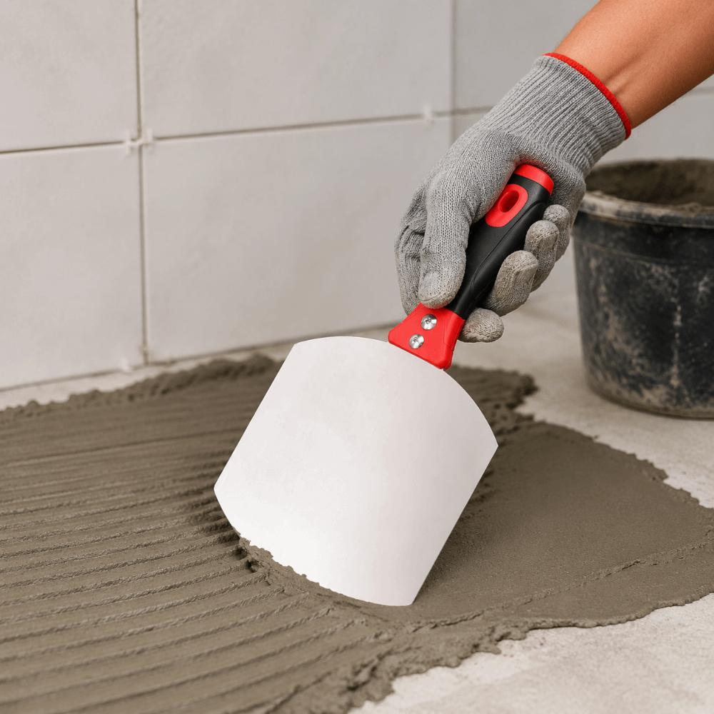 Curved Working Surface Mud Trowel Stainless Steel Putty Spatula  Painter