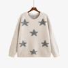 Plus Size Women's Star Embroidered Color Block Sweater - Winter 2025, Loose Knitwear for Chubby Girls