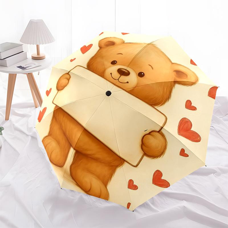 1pc Teddy Bear LoveAutomatic Open/close Umbrella, 8-Rib Sturdy Structure, Portable Travel Umbrella, Parties, Everyday Usec65