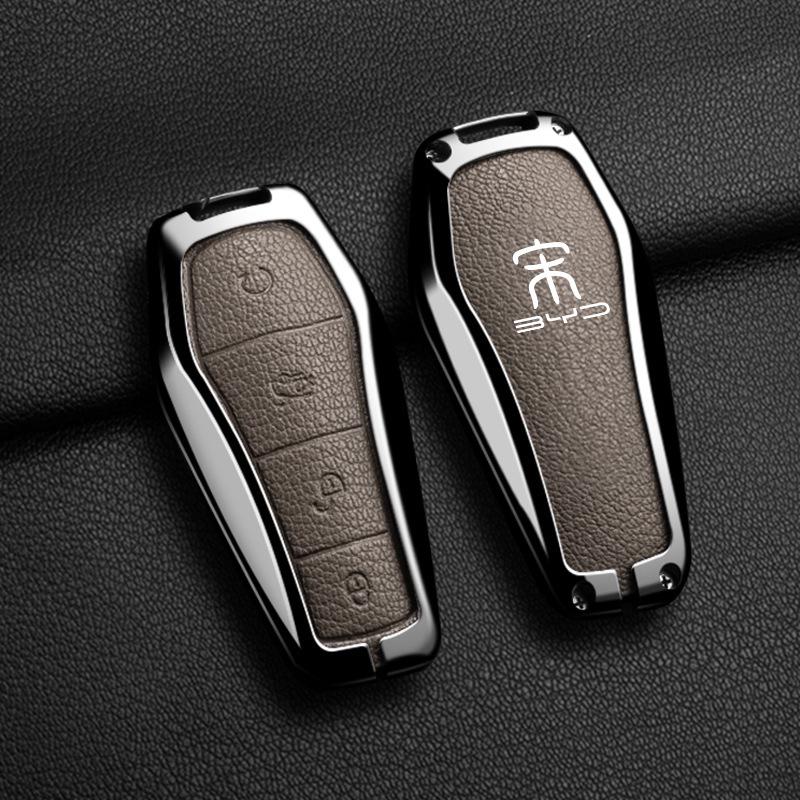 2022 BYD Song and Han Key Case: Thousand Mountains Green Car Key Bag with Metal Shell and Buckle.