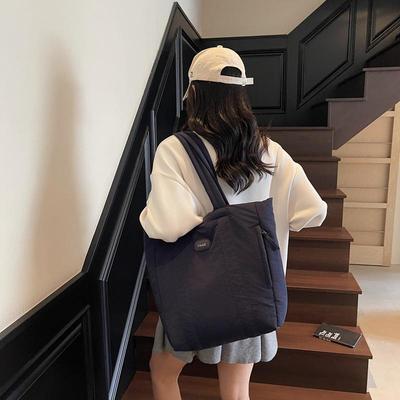 Women's Large Capacity Cotton-Padded Tote - Autumn/Winter Korean Style Lightweight Shoulder Bag