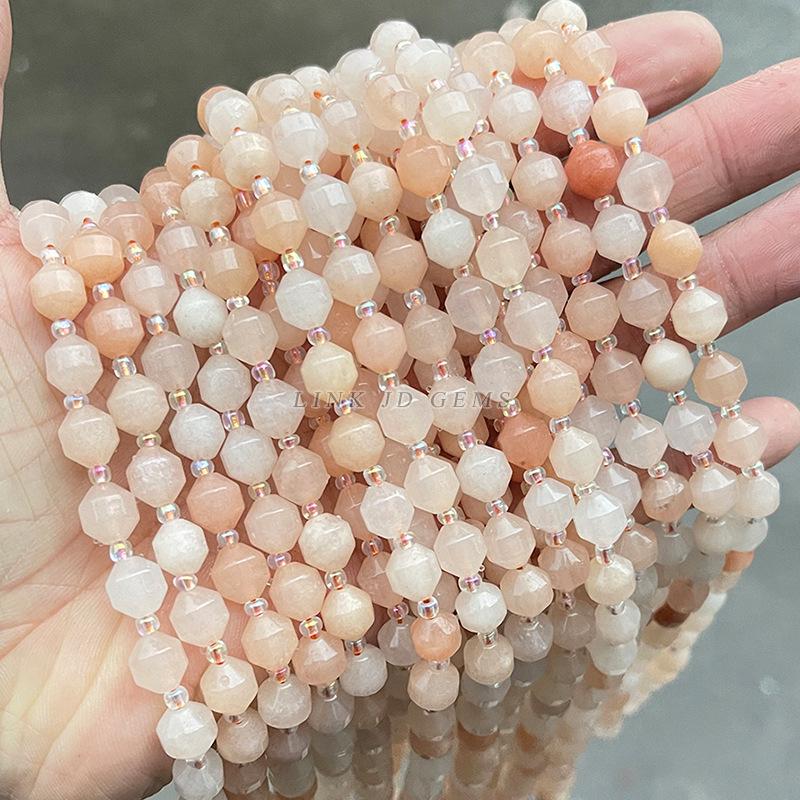 Jinde Jewelry Ice-Transparent Pink Aventurine Faceted Olive Jade Beads for DIY Jewelry Accessories