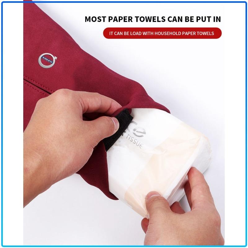 Suede Car Tissue Box Cover Sun Visor Seat Backrest Suspension For Volvo XC90 XC60 XC70 XC40 V90 V60 V40 C70 C30 S80