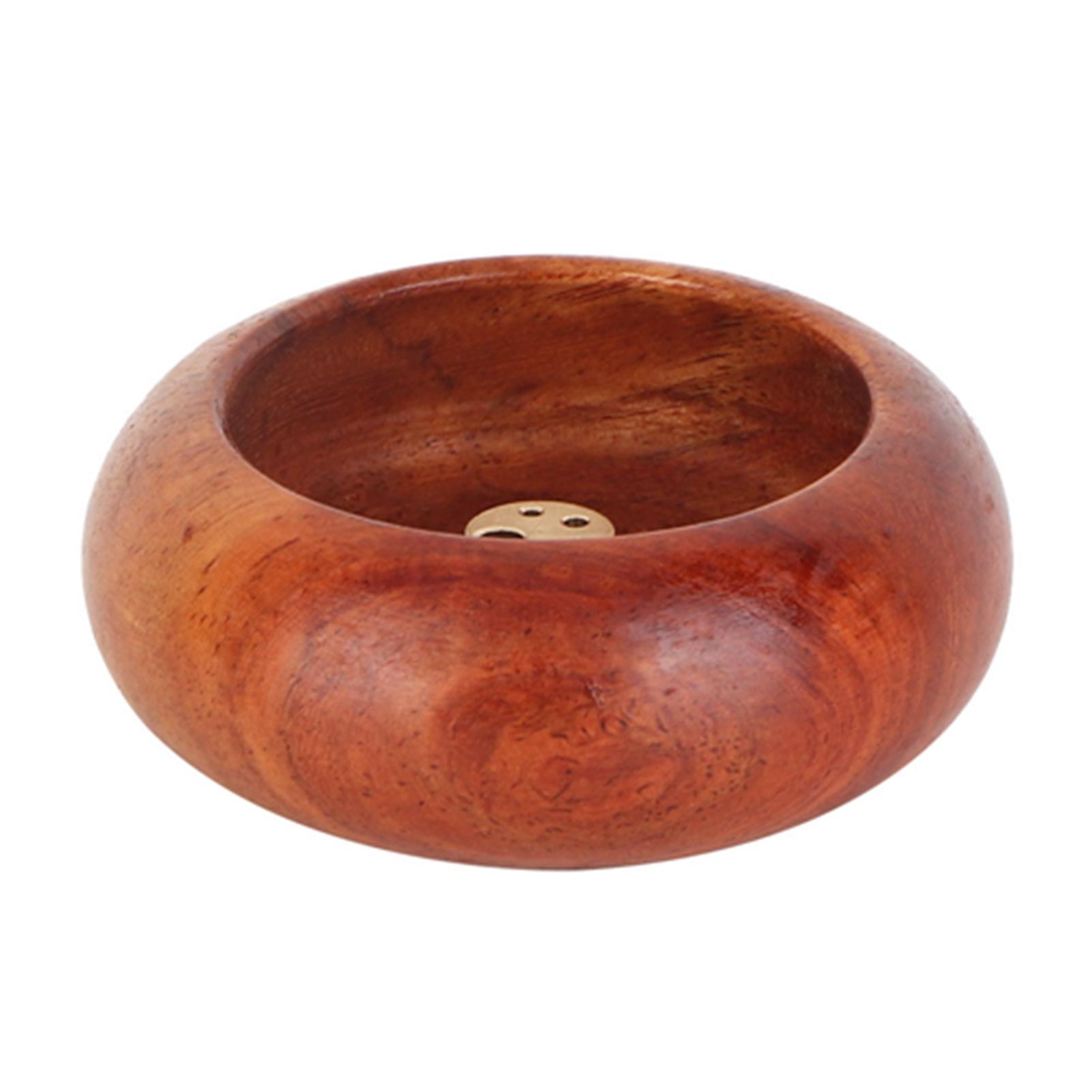 

Vietnamese Mini Round Incense Stick Buddhist Supplies Bowl Shape Incense Holder(Rosewood)