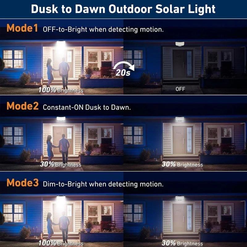 234 LED Solar Outdoor Lighting with Motion Sensor in 3 Modes 196.85 Inch Cable Suitable for Porch Courtyard Street Lighting