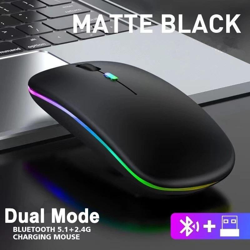 Wiederaufladbare kabellose Maus, Bluetooth 5.1-Maus mit 2,4 GHz USB 1600 DPI, Maus für Computer, Laptop, Tablet, PC, MacBook, Gaming-Maus