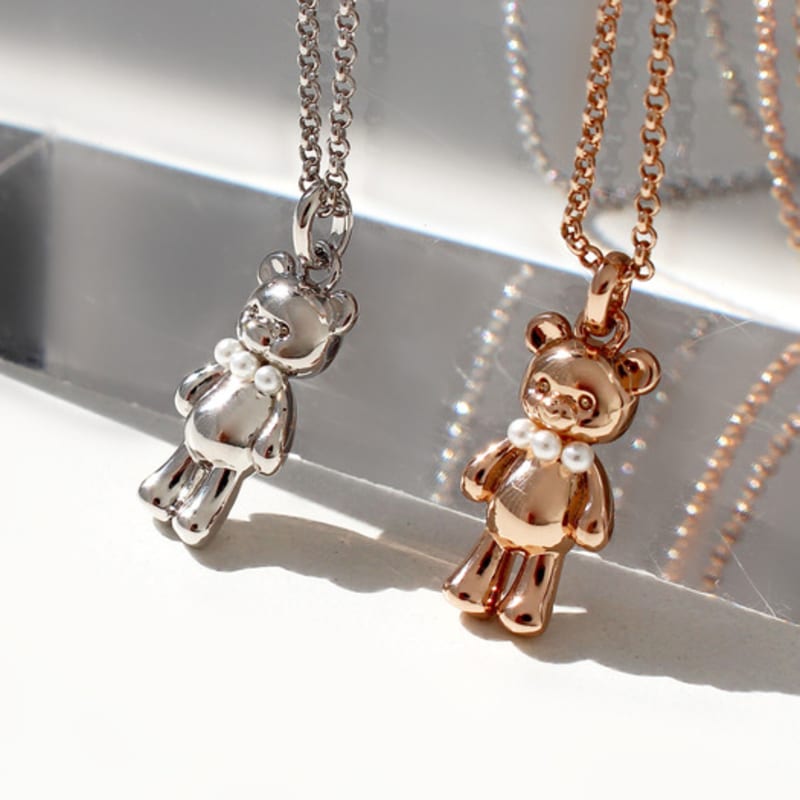 Noonoo Fingers Noonoo Bear with Pearl Necklace (2 Colors) White Gold Rose Gold