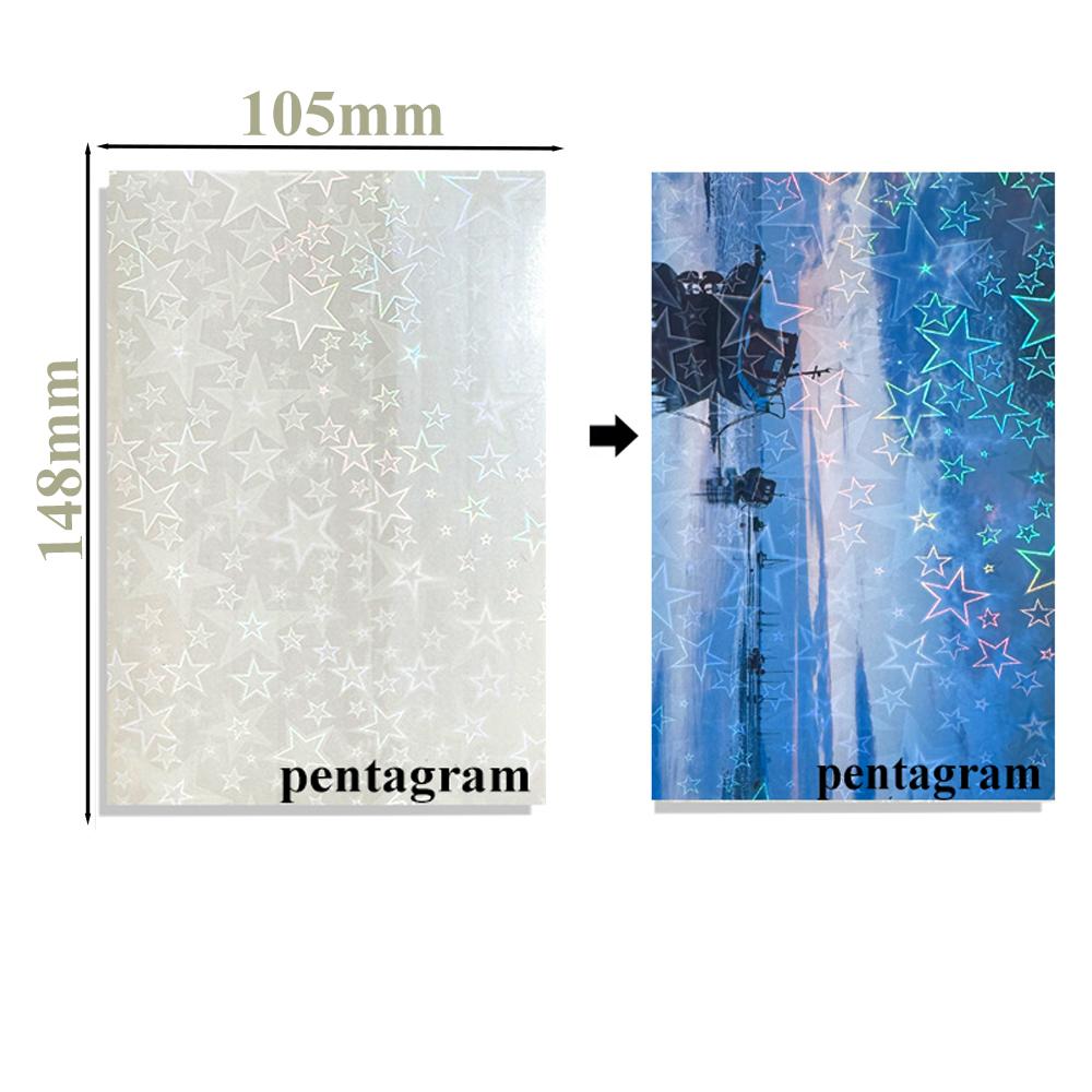 50 Blatt wasserdichte Kaltlaminierfolie A6 Hologramm Star Dot Selbstklebende Papierfolie DIY Paketkarte Foto-Laminierfolie