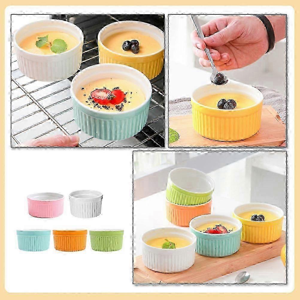Assorted Color Ceramic Baking Bowls for Storage 5Pcs Kitchen Ramekins