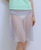 Pisis Solid Mesh Shirred Skirt_Gray