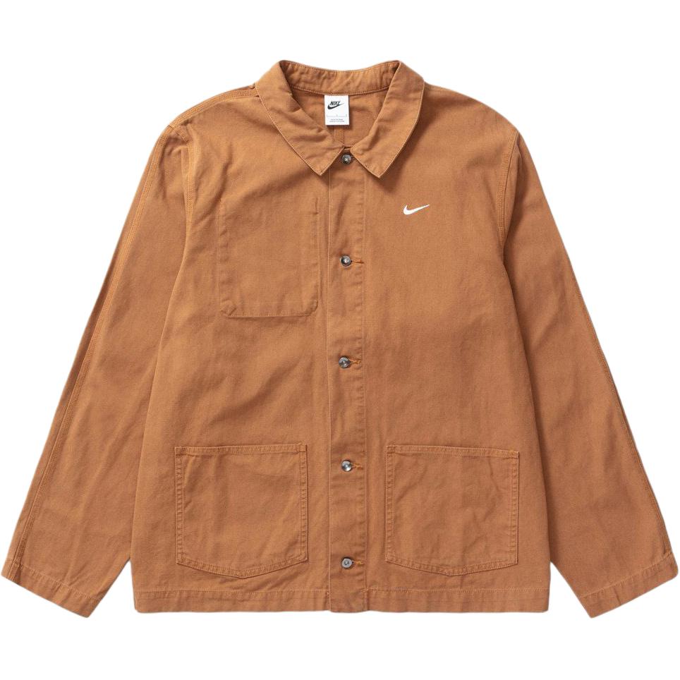 Nike Solid Color Logo Button-Up Collar Jacket Men Jackets Brown DQ5184-270