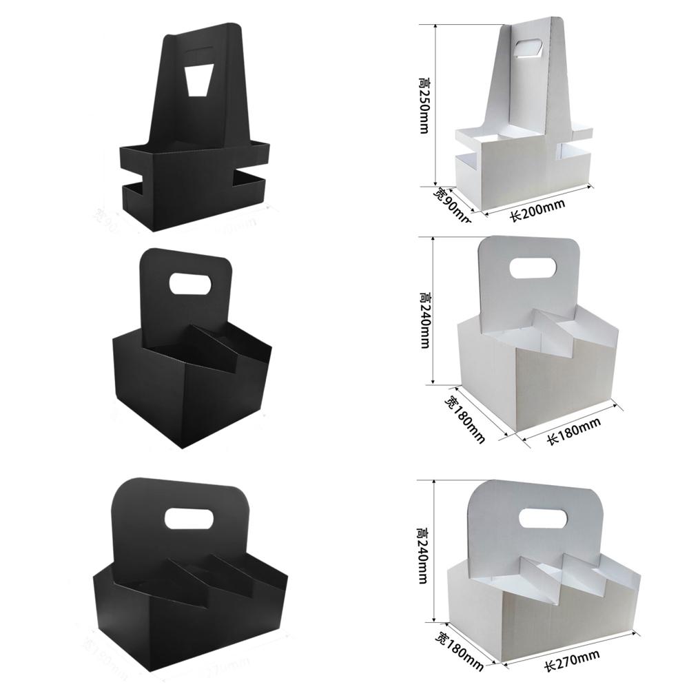 10Pc Disposable Cardboard Coffee Holder Portable Foldable Take-out Hot & Cold Drinks, 2/4/6 Cup Drink Carrier Caddy with Handle