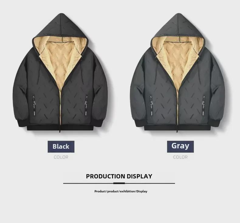 Men's Hooded Lambskin Velvet Winter Jacket