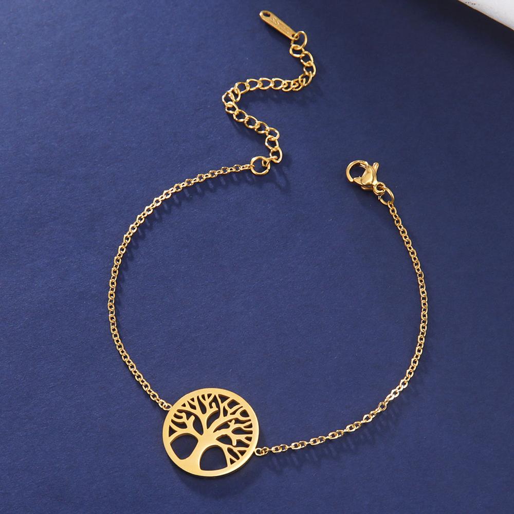 Dawapara Tree of Life Bracelet for Women Positive Energy Growth and Strength Amulet Stainless Steel Minimalist Couple Jewelry