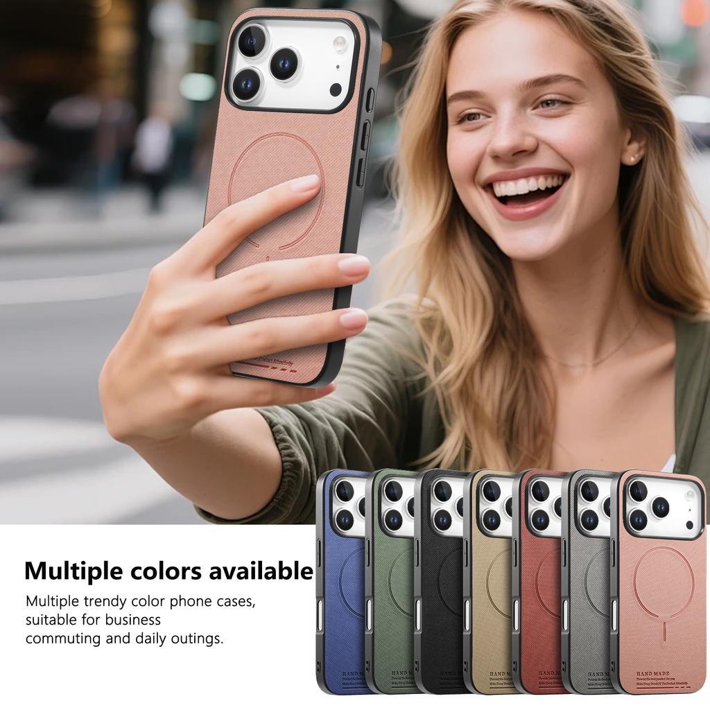 Fashion Elegant Magnetic Texture Leather Phone Case For iPhone 17 Pro Max 16 Plus 15 14 13 12 Comfortable Grip For Magsafe Cover