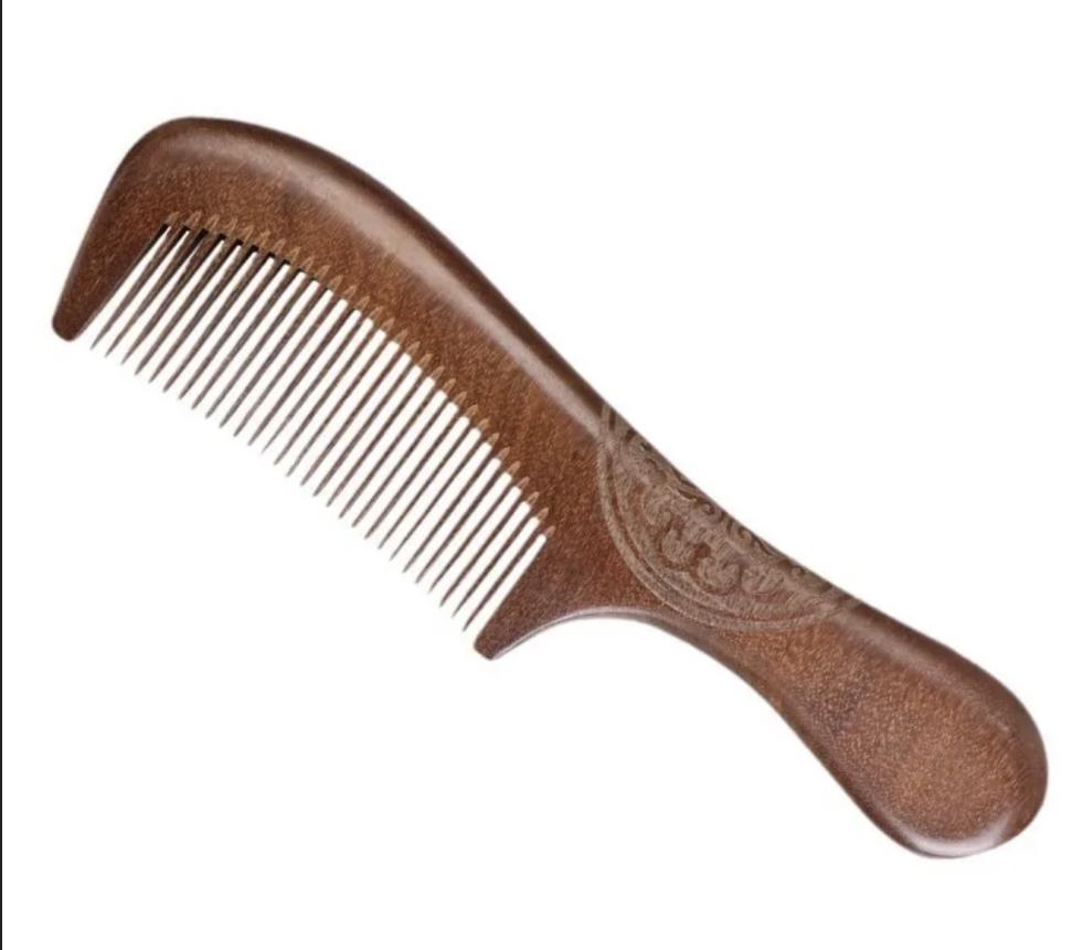 

Гребень из сандалового дерева с золотой нитью, утолщенный из цельного дерева, с широкими и мелкими зубьями, антистатический, маленькая лунная расческа One Size