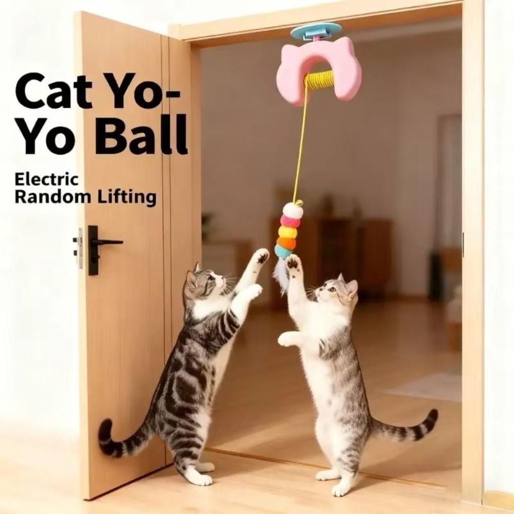 Funny Electric Door Hanging Toy Automatic Lifting Interactive Cat Yoyo Ball  Cat Supplies