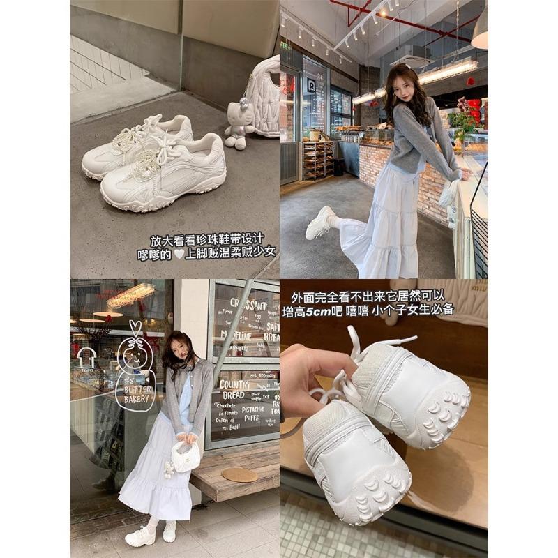 Spring New Lace Pearl Mandarin Duck Belt Platform Women's Versatile Age-reducing Casual Shoes