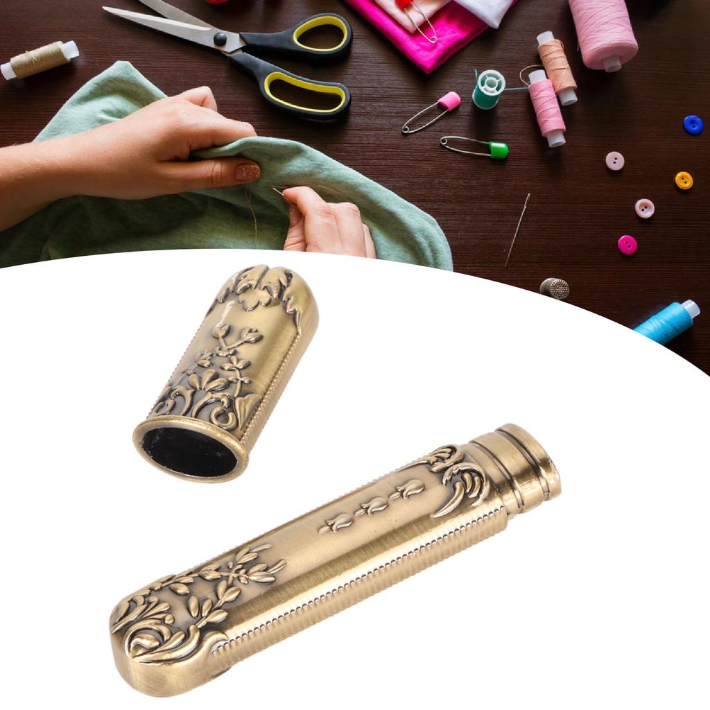 Vintage Nålfodral Graverat Stereoskopiskt Mönster Snygg Förvaringsrör för Sy nålar Nålhållare Syverktyg