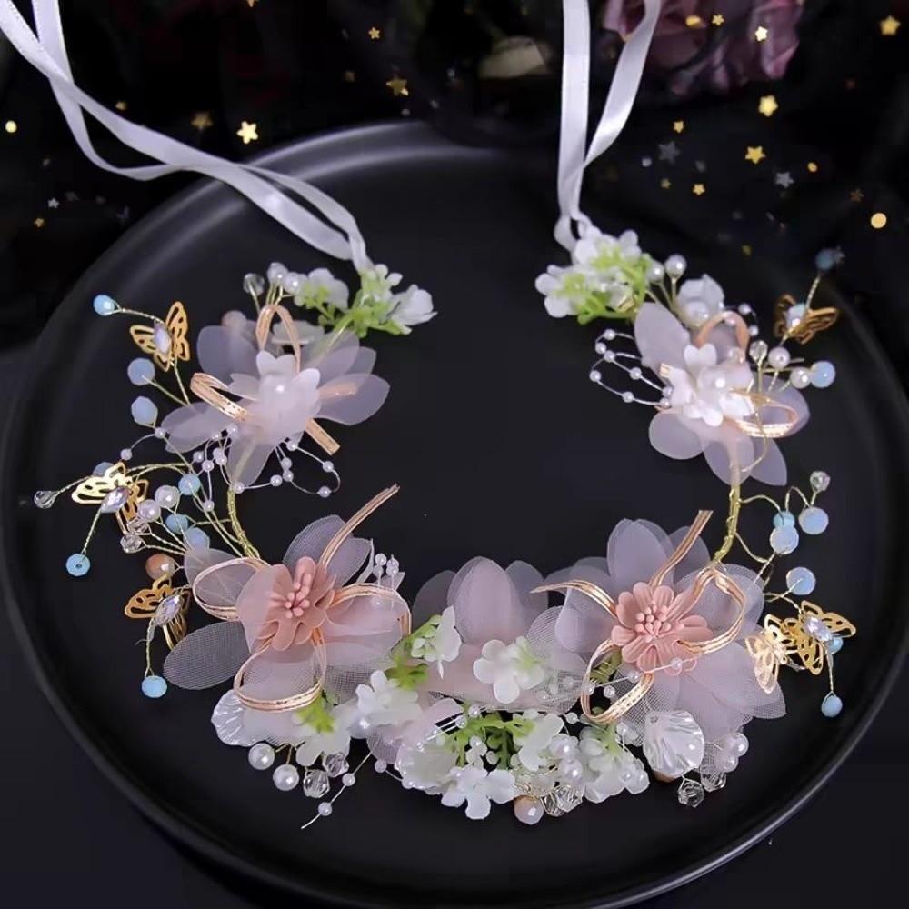 Korean Style Wreath Headband Tiara Garland Wristband Exquisite Flower Crown Hairband  Wedding Party
