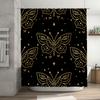 Golden Butterfly Pattern Shower Curtain Decorative Home Accessories For Bathrooms In Various Sizes Black And Gold Design With St