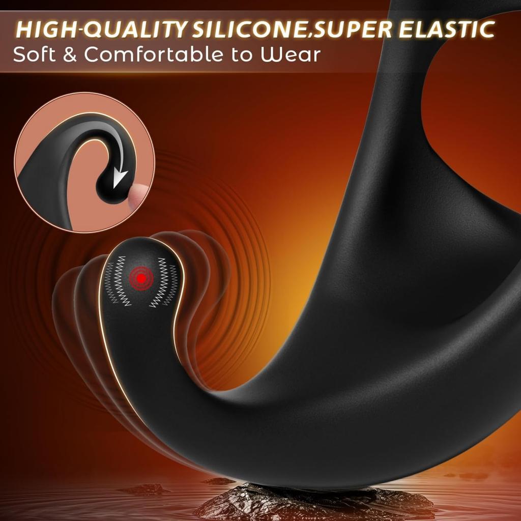 Vibrating Cock Ring with Removable Bullet Anal Vibrator Butt Plug,Silicone Penis Rings Male Sex Toys with 10 Vibration,Penis Ring Sex Toys for Man