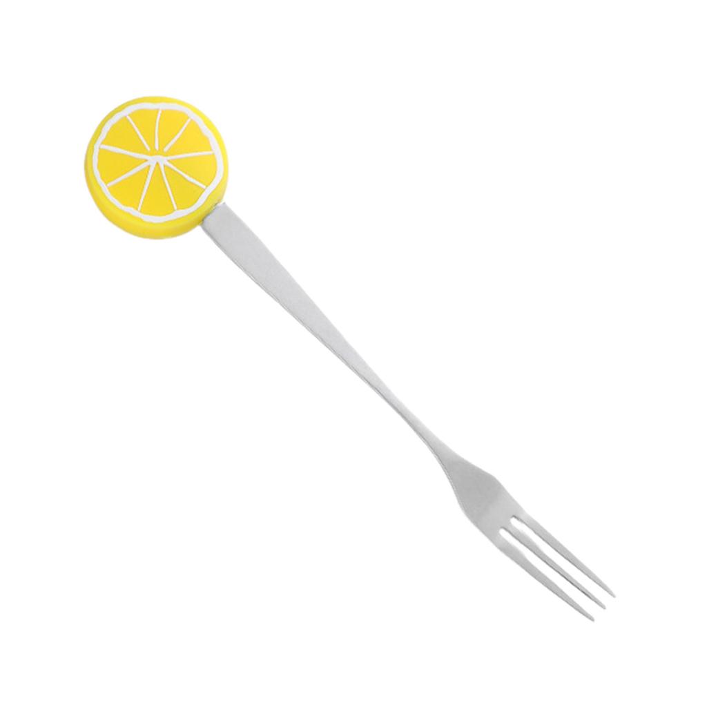Stainless Steel Dessert Fork with Fruit Design Thickened Handle for Cake and Pastry Use High Durability and Unique Shape