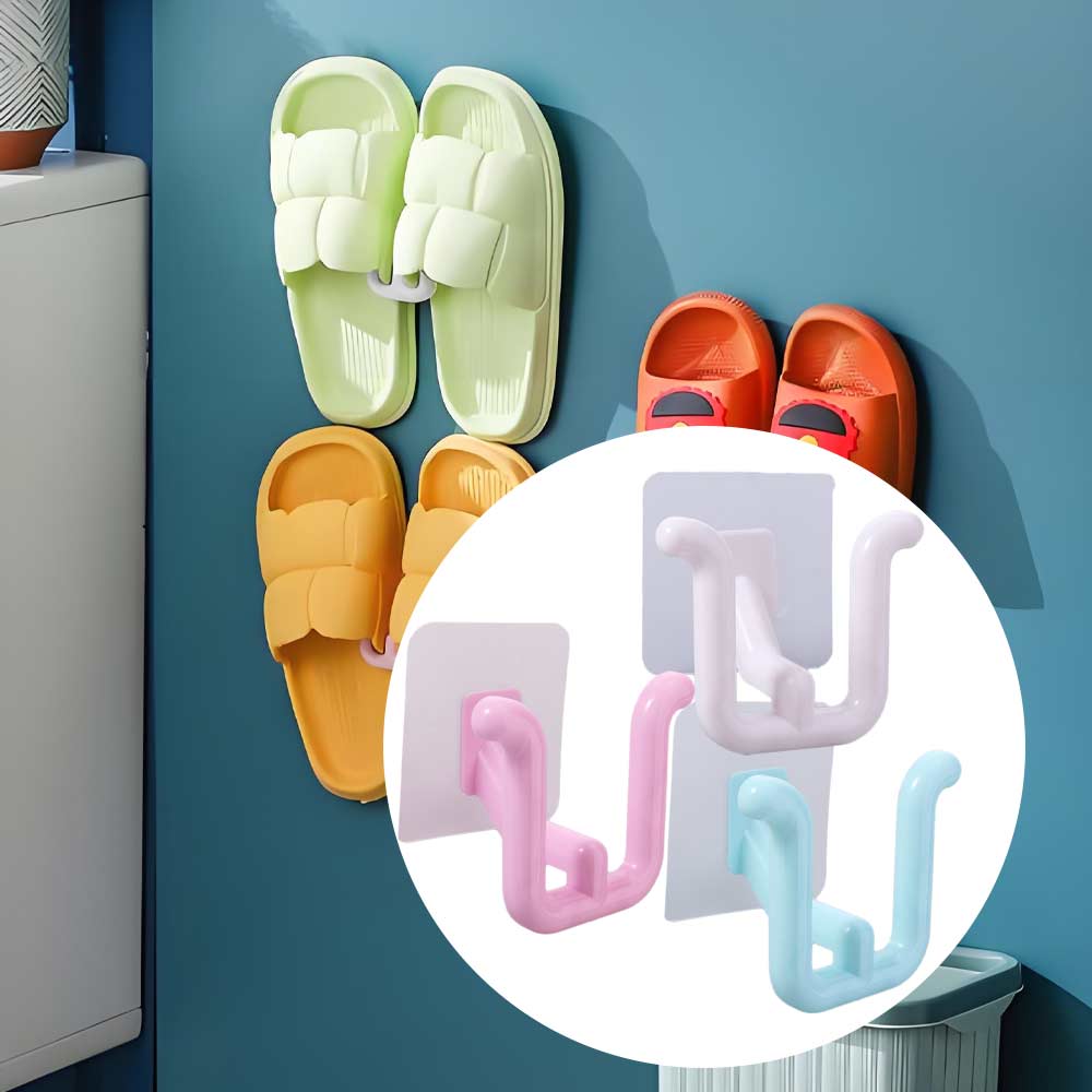 5pcs Wall-mounted Slipper Hook Acrylic Shoe Drying Rack Creative Slipper Rack Bathroom