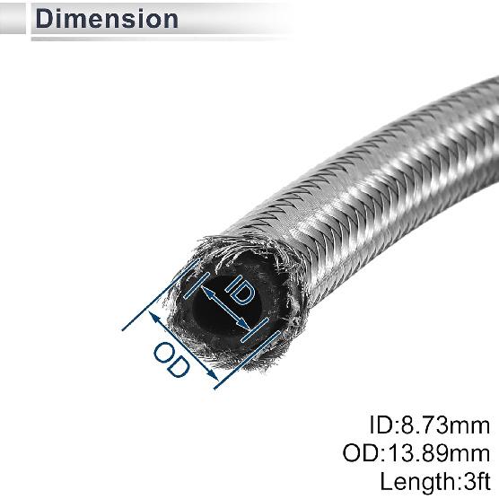 AN-6 Fuel Line Kit 3ft Vacuum Hose Automotive Fuel Hose Adapter 90 Degree Adapter 45 Degree Adapter 1 Set CPE Stainless Steel Braiding