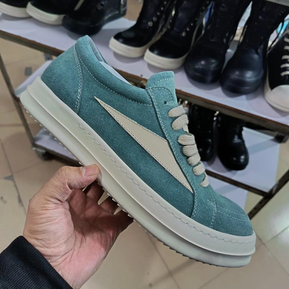 Rock Vintage Men Genuine Leather Round Casual Shoes Luxury Trainers Lace Up Women Flat Sneakers Hip-hop Street Dunk Shoes