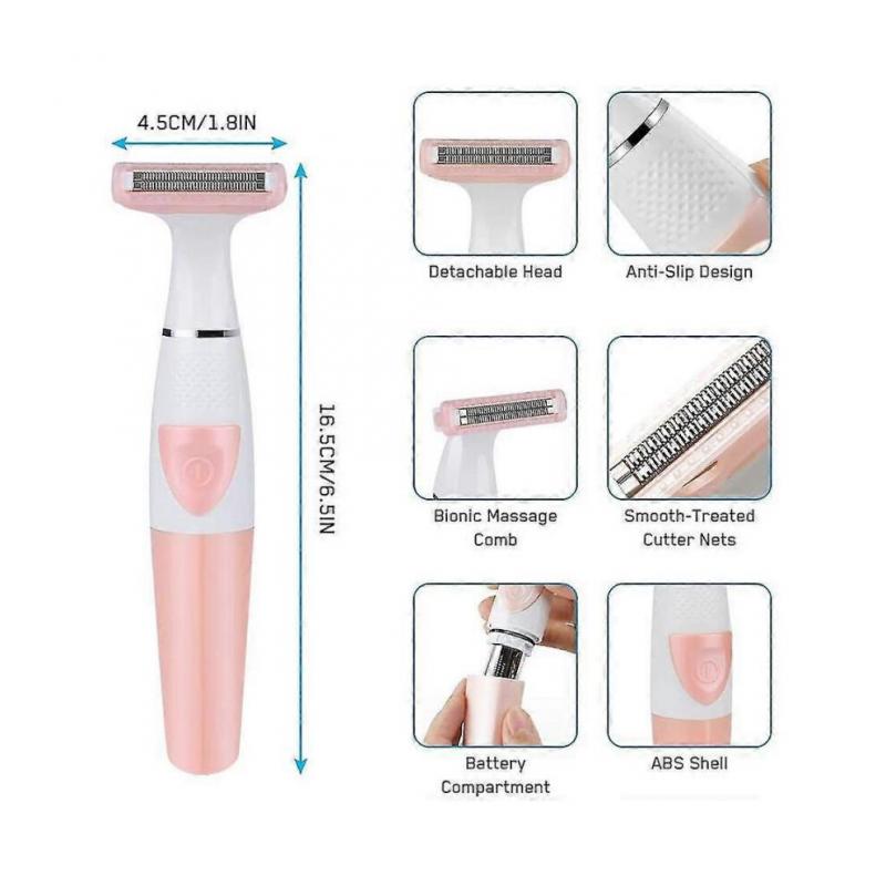 Electric Razor Compatible with Women, Cordless Battery-operated Electric Shaver, Waterproof Bikini Trimmer Compatible with Wet/dry Use, Portable Hair
