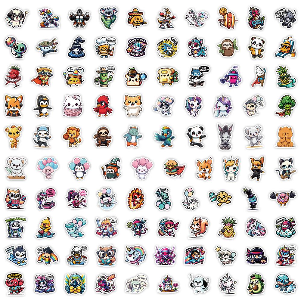 100 INS Cute Stickers Pack Notebook Paper Decoration Stickers Waterproof Creative Children's Cartoon Stickers