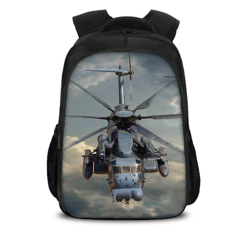 Helicopter Large Capacity Lightweight Double-layer Backpack with New Mechanical Printing the Best Gift for Boy and Girl Schools