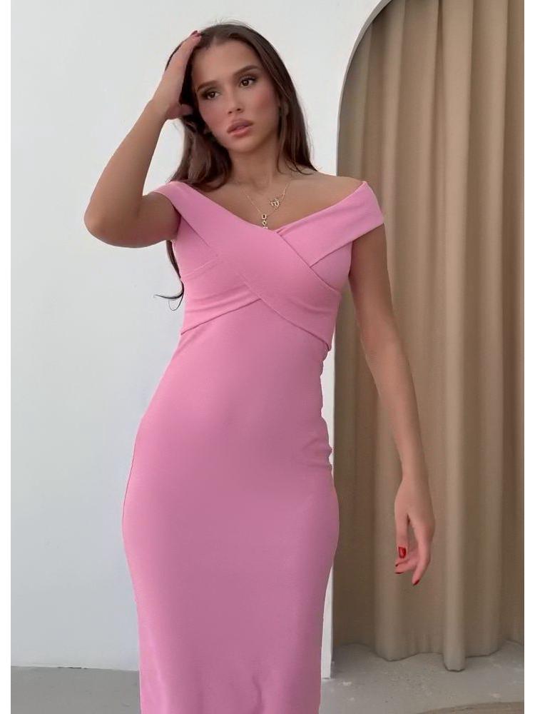 2025 Sommer Einseitiges Einfarbiges Taillenformendes Kleid für Damen