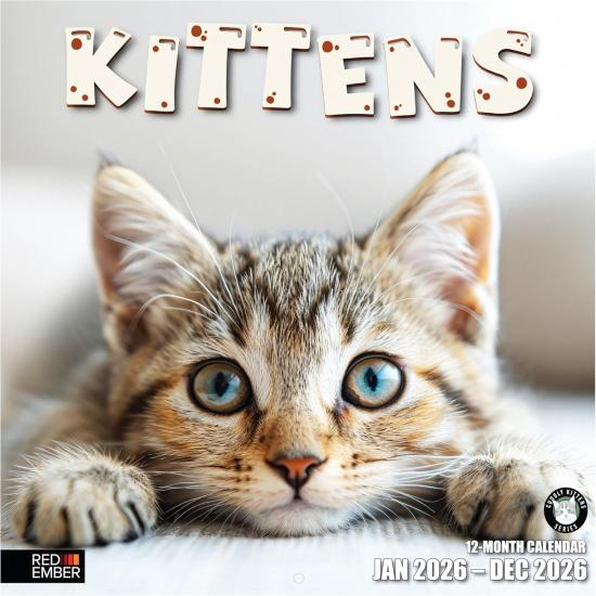 RED EMBER Kittens 2026 Wall Calendar 12 Month | 12  x 24  Open | Thick & Sturdy Paper | Holiday Gift | Cute Kitten Cat Calendar 2026 New 2026