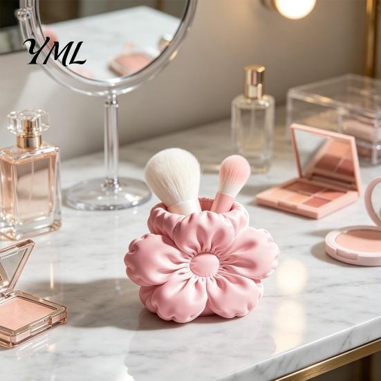 Cute Aesthetic Desk Decor Satin Flower Pen Holder, Petal Design Organizer, Durable Unique Floral Accessory PLA Desktop Storage Container, for