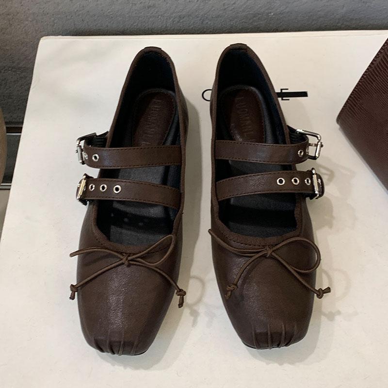 Mode Schuhe Schleife Damen Ballerinas Mit Schuhen Luxus Damen Flache Mode Schnallenriemen Damen Ballerinas Mary Janes Schuhe