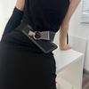 Fashion Rivet Decoration Women Casual Solid Color Elastic Wide Waistband