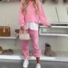 Hooded Cropped Sweatshirt and Matching Joggers Set, Casual Outfit for Women