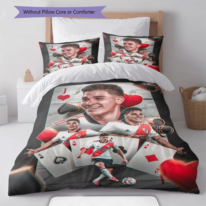 Julian Alvarez River Plate Carte da Poker Set Copripiumino Stampa 3D Set Biancheria da Letto Stella del Calcio Senza Imbottitura Decorazione Camera da Letto
